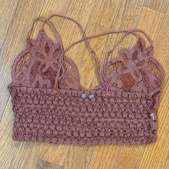 Free People Adella Bralette Women’s Medium Longline Crop Top Rust Lace Crochet - Picture 6 of 7